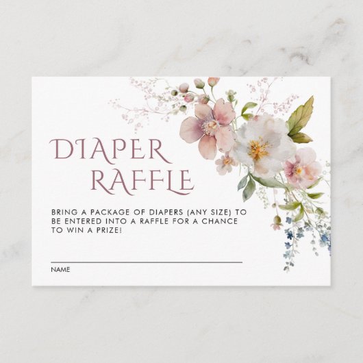 Elegante rustieke Wildflower Baby Luier Raffle Kaa Informatiekaartje (Voorkant)