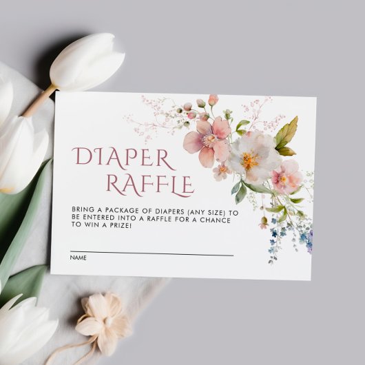 Elegante rustieke Wildflower Baby Luier Raffle Kaa Informatiekaartje