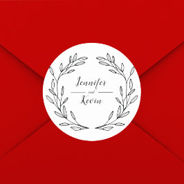 Elegante rustieke Wildflower Folk bruiloft Ronde Sticker