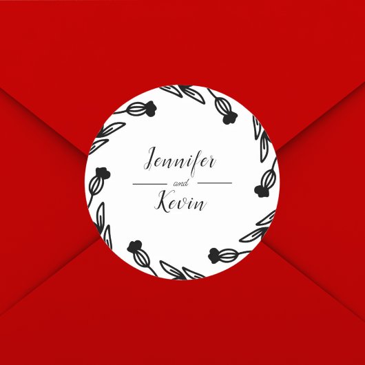 Elegante rustieke Wildflower Folk decoratieve brui Ronde Sticker