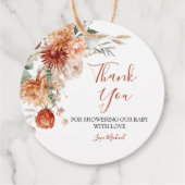 Elegante Rustieke Wildflower Herfst in Liefde Baby Bedankjes Labels (Achterkant)