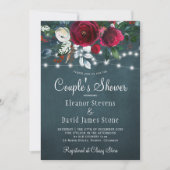 Elegante rustieke winter bloemenmarine koppels dou kaart (Voorkant)