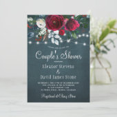 Elegante rustieke winter bloemenmarine koppels dou kaart (Staand voorkant)