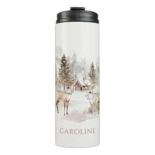Elegante Rustieke Winter Bosland Herten Thermosbeker