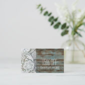 Elegante rustieke witte kant blauwe schuur hout ko kortingskaartje (Staand voorkant)