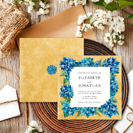 Elegante Rustieke Zand Navy Blauwe Hortensia Bruil Kaart