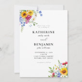 Elegante rustieke zomer bloemenbruiloft kaart (Voorkant)