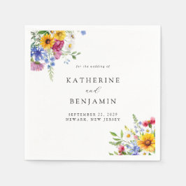 Elegante rustieke zomer bloemenbruiloft servet