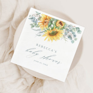 Elegante Rustieke Zonnebloem Baby Shower Servet