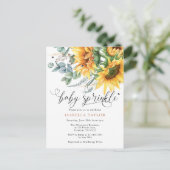 Elegante rustieke zonnebloem Baby shower Sprinkle Uitnodiging Briefkaart (Staand voorkant)