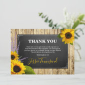 Elegante rustieke zonnebloem begrafenis sympathie bedankkaart (Staand voorkant)