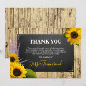 Elegante rustieke zonnebloem begrafenis sympathie bedankkaart (Voorkant / Achterkant)
