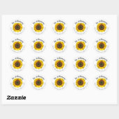 Elegante rustieke zonnebloem bloemen retouradres ronde sticker (Vel)