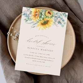Elegante Rustieke Zonnebloem Bruidsdouche Kaart