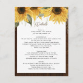 Elegante rustieke zonnebloem, bruiloft details informatiekaartje (Voorkant)