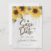 Elegante rustieke zonnebloem bruiloft save the date (Voorkant)