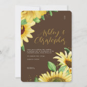 Elegante rustieke zonnebloem bruin alles-in-één br kaart (Voorkant)