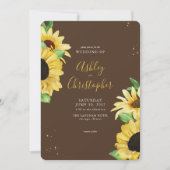 Elegante rustieke zonnebloem bruin alles-in-één br kaart (Voorkant)