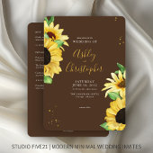 Elegante rustieke zonnebloem bruin alles-in-één br kaart