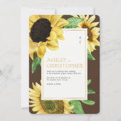 Elegante rustieke zonnebloem bruine bruiloft kaart (Voorkant)