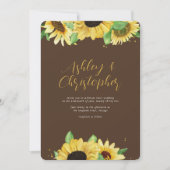 Elegante rustieke zonnebloem bruine bruiloft uitno kaart (Voorkant)