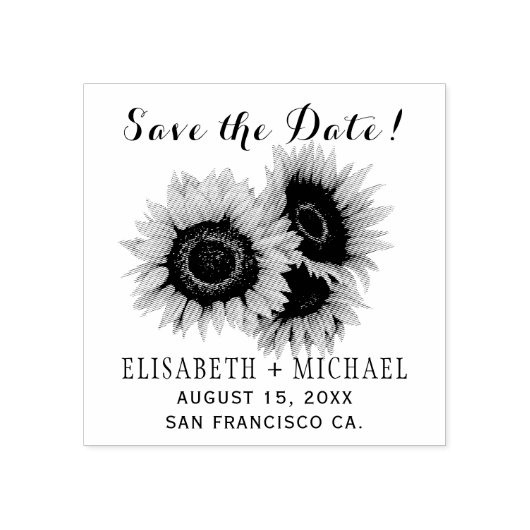 Elegante rustieke zonnebloem chique bruiloft save  rubberstempel (Afrduk)