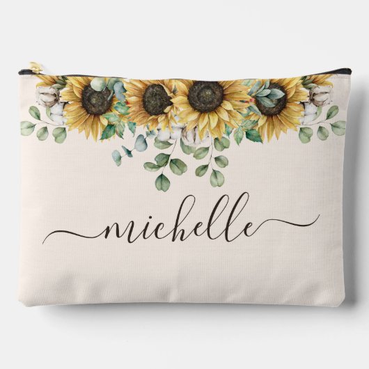 Elegante rustieke zonnebloem eucalyptus etui (Voorkant)