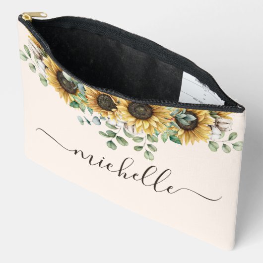 Elegante rustieke zonnebloem eucalyptus etui (Open)