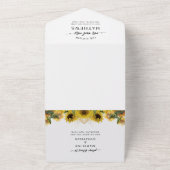 Elegante Rustieke Zonnebloem Goud QR Code Bruiloft All In One Uitnodiging (Buitenkant)