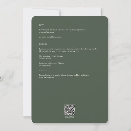 Elegante rustieke zonnebloem groen all-in-one brui kaart (Achterkant)