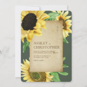 Elegante rustieke zonnebloem groene bruiloft kaart (Voorkant)