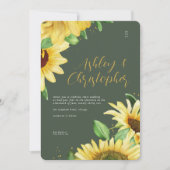 Elegante rustieke zonnebloem groene bruiloft uitno kaart (Voorkant)