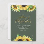 Elegante rustieke zonnebloem groene bruiloft uitno kaart (Voorkant)