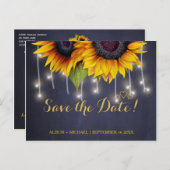 Elegante rustieke zonnebloem herfst save the date  aankondigingskaart (Voorkant / Achterkant)