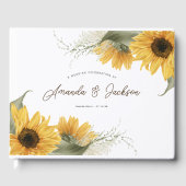 Elegante rustieke zonnebloem, herfstbruiloft gastenboek (Voorkant)