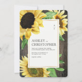 Elegante rustieke zonnebloem hout foto bruiloft kaart (Voorkant)