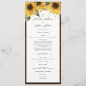 Elegante rustieke zonnebloem, land bruiloft programmakaart (Voorkant)
