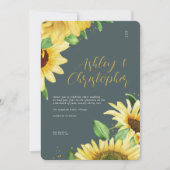 Elegante rustieke zonnebloem leisteen bruiloft uit kaart (Voorkant)