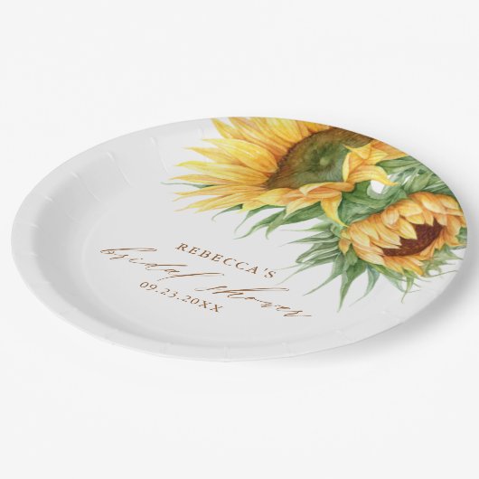Elegante rustieke zonnebloem Vrijgezellenfeest gun Papieren Bordje (Gekanteld)