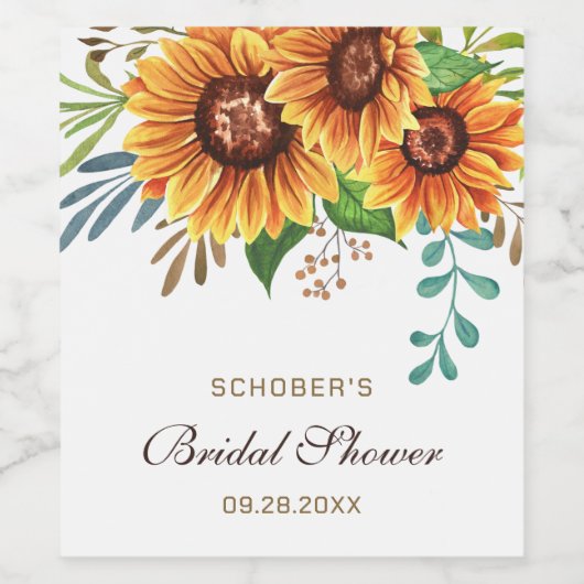 Elegante rustieke zonnebloem Vrijgezellenfeest gun Wijn Etiket (Enkel label)