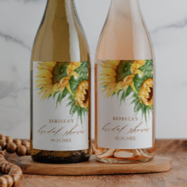 Elegante rustieke zonnebloem Vrijgezellenfeest gun Wijn Etiket