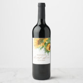 Elegante rustieke zonnebloem Vrijgezellenfeest gun Wijn Etiket (Voorkant)