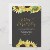 Elegante rustieke zonnebloem zwart all-in-one brui kaart (Voorkant)