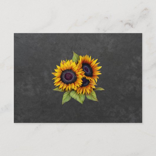 Elegante rustieke zonnebloemen bruiloft gastgegeve informatiekaartje (Achterkant)