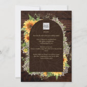 Elegante rustieke zonnebloemen en kant bruiloft ui kaart (Achterkant)