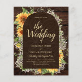 Elegante rustieke zonnebloemen en kant trouwkaart flyer (Voorkant)