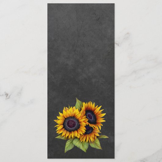 Elegante rustieke zonnebloemen herfst bruiloft men menu (Achterkant)