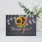 Elegante rustieke zonnebloemen herfst dank u bruil bedankkaart (Staand voorkant)