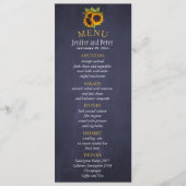 Elegante rustieke zonnebloemen herfst navy bruilof menu (Voorkant)