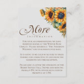 Elegante rustieke zonnebloemen kalligrafie bruilof informatiekaartje (Voorkant)